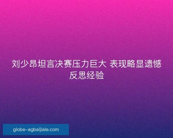 刘少昂坦言决赛压力巨大 表现略显遗憾反思经验