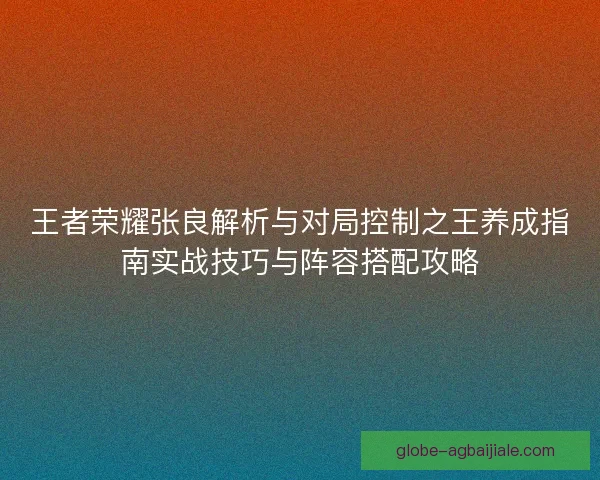 王者荣耀张良解析与对局控制之王养成指南实战技巧与阵容搭配攻略
