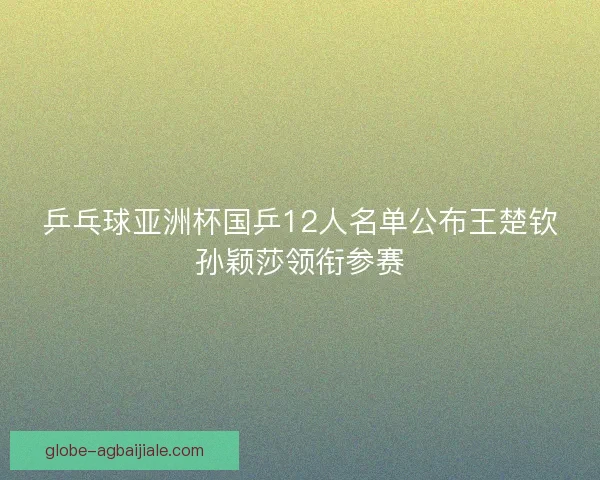 乒乓球亚洲杯国乒12人名单公布王楚钦孙颖莎领衔参赛 乒乓球亚洲杯国乒12人名单公布王楚钦孙颖莎领衔参赛